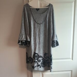 Tacera Gray Bell Sleeve Sweater Dress
